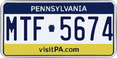 PA license plate MTF5674