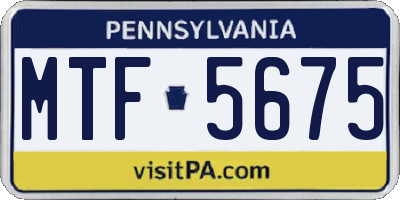 PA license plate MTF5675