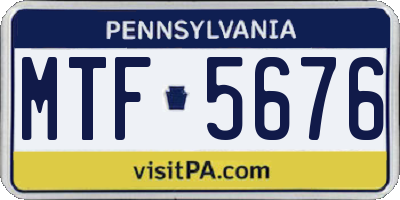 PA license plate MTF5676