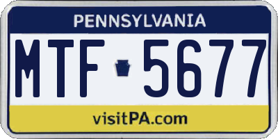 PA license plate MTF5677