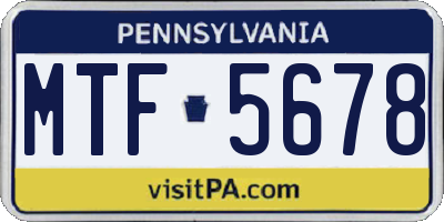PA license plate MTF5678