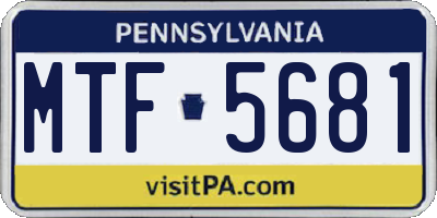 PA license plate MTF5681