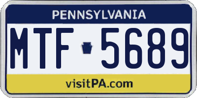 PA license plate MTF5689
