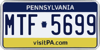 PA license plate MTF5699