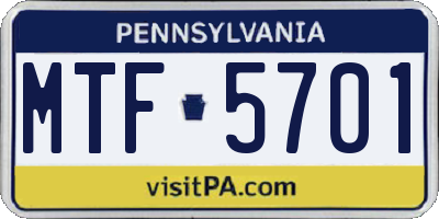 PA license plate MTF5701