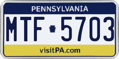 PA license plate MTF5703