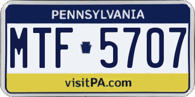PA license plate MTF5707