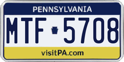 PA license plate MTF5708