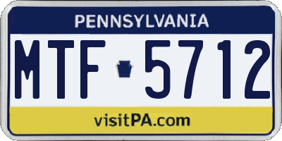 PA license plate MTF5712