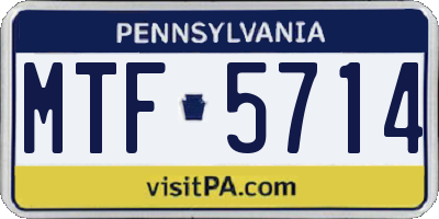 PA license plate MTF5714