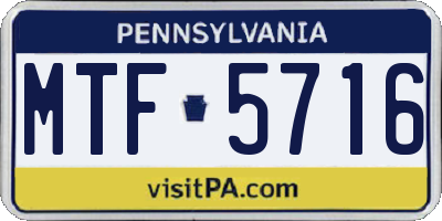 PA license plate MTF5716