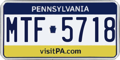 PA license plate MTF5718