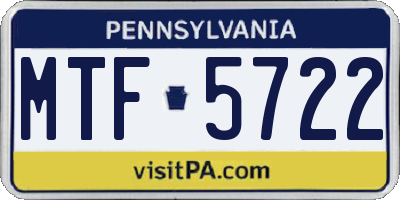 PA license plate MTF5722