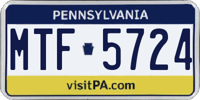 PA license plate MTF5724