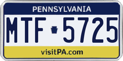 PA license plate MTF5725