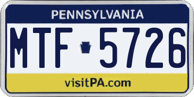 PA license plate MTF5726