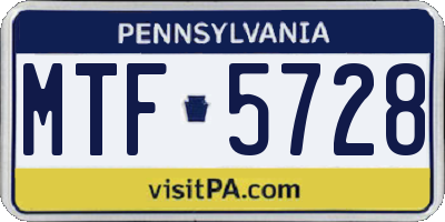 PA license plate MTF5728