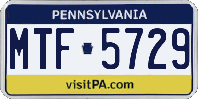 PA license plate MTF5729