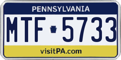PA license plate MTF5733