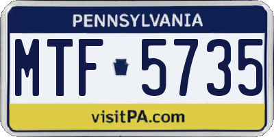 PA license plate MTF5735