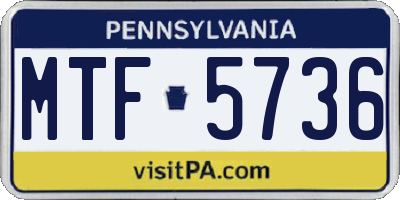 PA license plate MTF5736