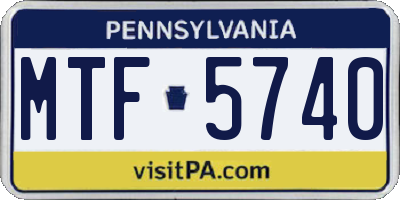 PA license plate MTF5740