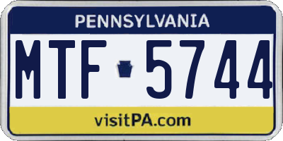 PA license plate MTF5744