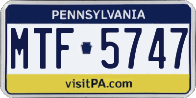 PA license plate MTF5747