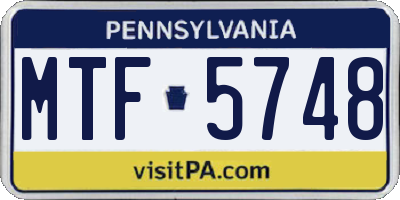 PA license plate MTF5748
