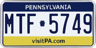 PA license plate MTF5749