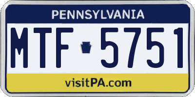 PA license plate MTF5751