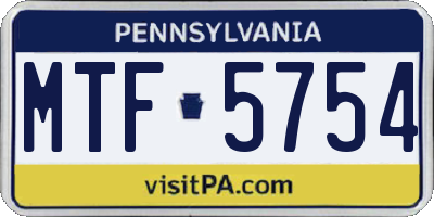 PA license plate MTF5754