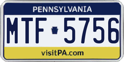 PA license plate MTF5756