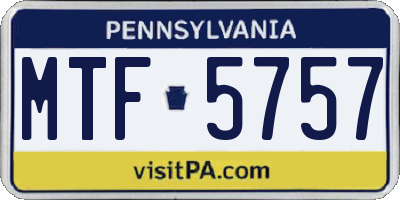 PA license plate MTF5757
