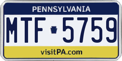 PA license plate MTF5759