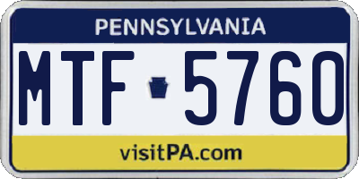 PA license plate MTF5760