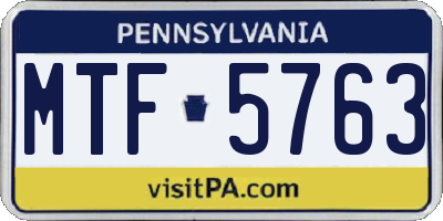 PA license plate MTF5763