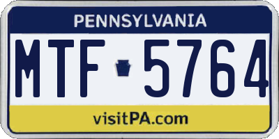 PA license plate MTF5764
