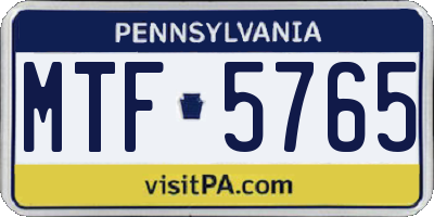 PA license plate MTF5765