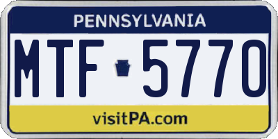 PA license plate MTF5770