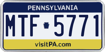 PA license plate MTF5771