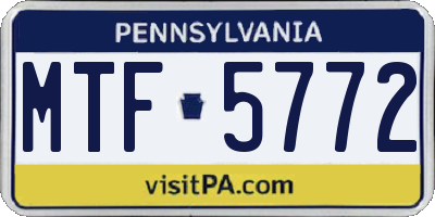 PA license plate MTF5772