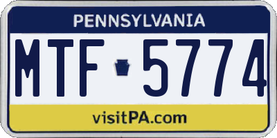 PA license plate MTF5774