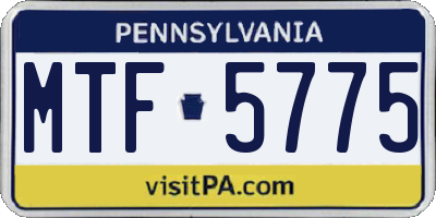 PA license plate MTF5775