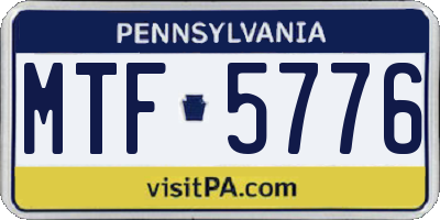 PA license plate MTF5776