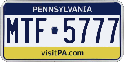 PA license plate MTF5777