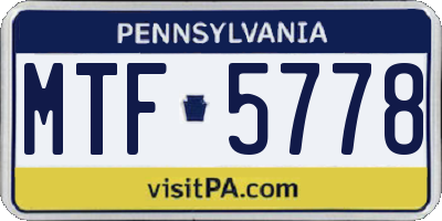 PA license plate MTF5778