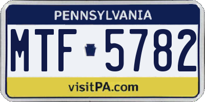 PA license plate MTF5782