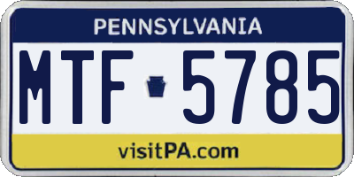 PA license plate MTF5785
