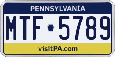 PA license plate MTF5789